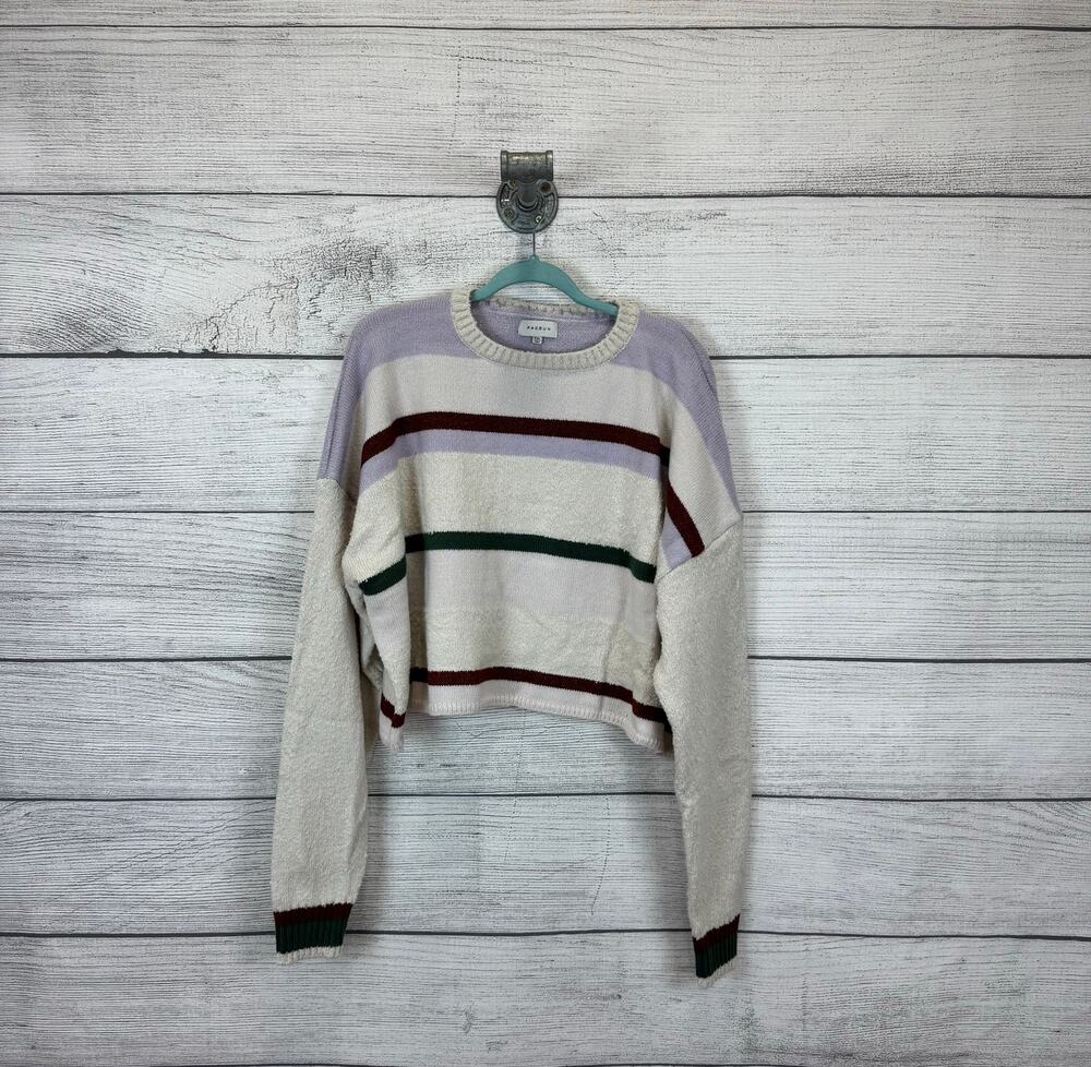 Pacsun Women's Striped Knit Crewneck Drop Shoulder Sweater Size XXL